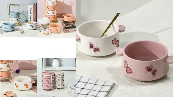 Keraminių dubenėlių serija „Vaikiško nekaltumo drugelių šokis“: žavingo dizaino apsauga kiekvieno valgio šilumą