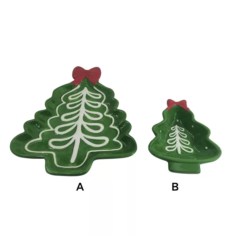 Kalėdų eglutės lėkštė, rankomis dažyta šventinė dovana